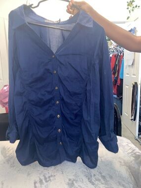 Classic Faded Glory Navy Button-Front Women’s Shirt